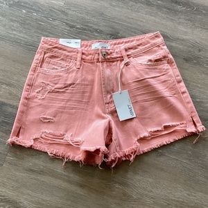 Vervet Rebecca High Rise Vintage Washed Pink Shorts NWT